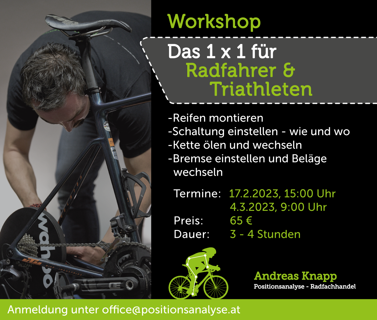 Workshop 1 x 1 für Radfahrer und Triathleten
