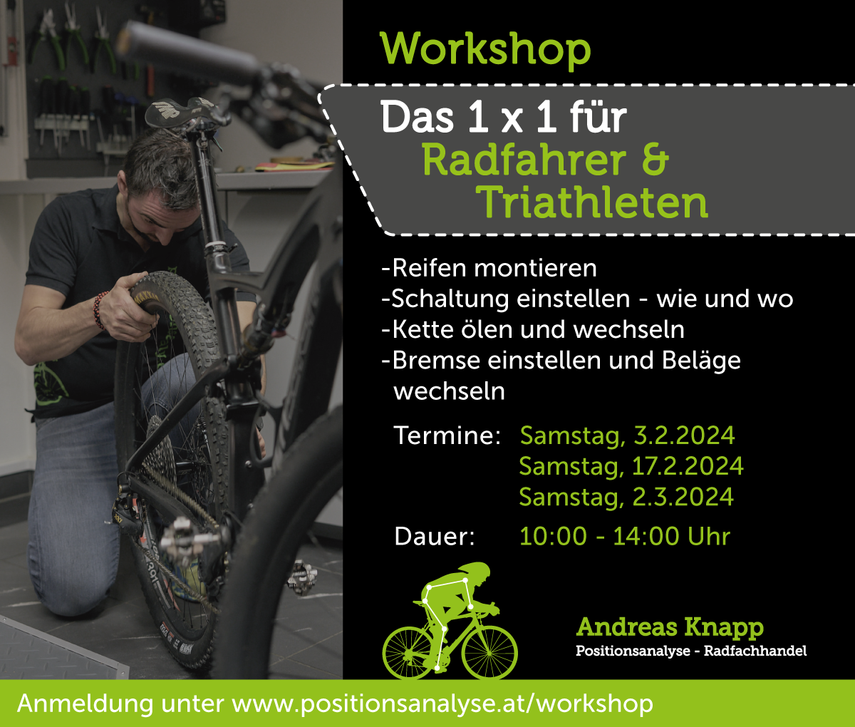 Workshop 1 x 1 für Radfahrer und Triathleten 2024