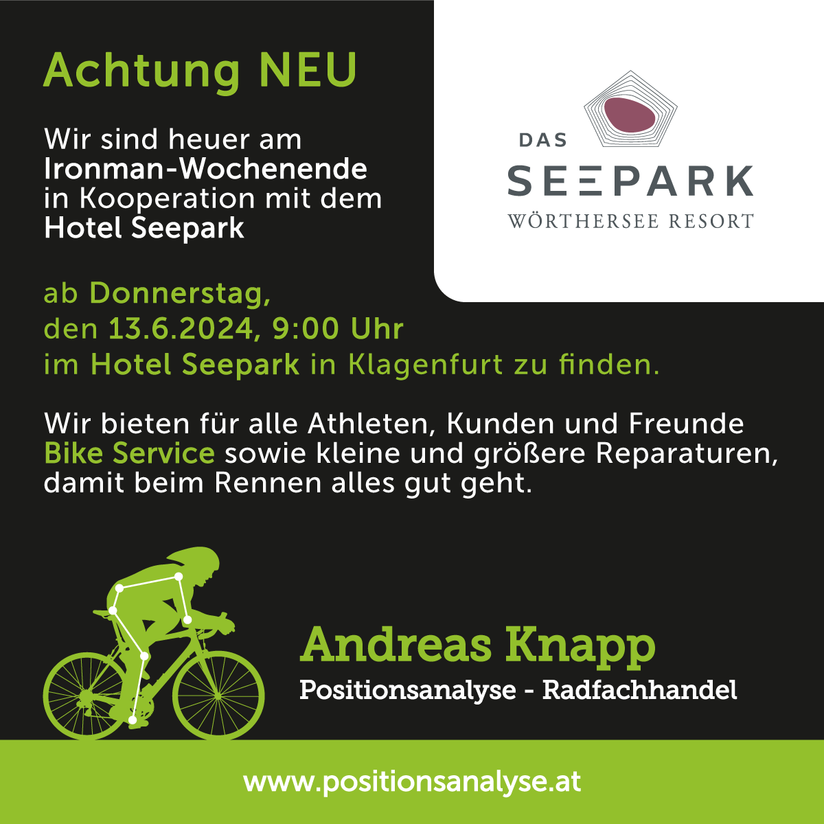 Radservice im Hotel Seepark in Klagenfurt