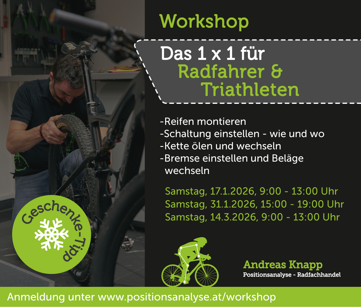 Workshop 1 x 1 für Radfahrer und Triathleten 2026